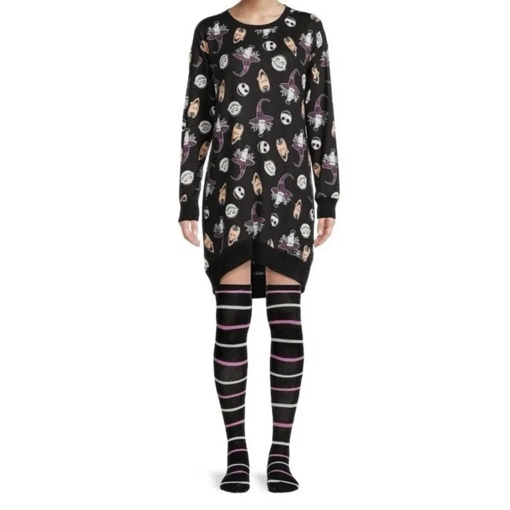 The Nightmare Before Christmas Sleep Shirt Womens XS Jack Skellington Sally - Picture 1 of 11